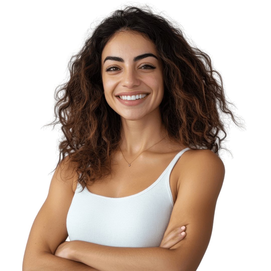Mulher sorrindo no consultório odontológico